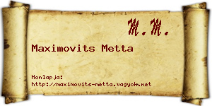 Maximovits Metta névjegykártya